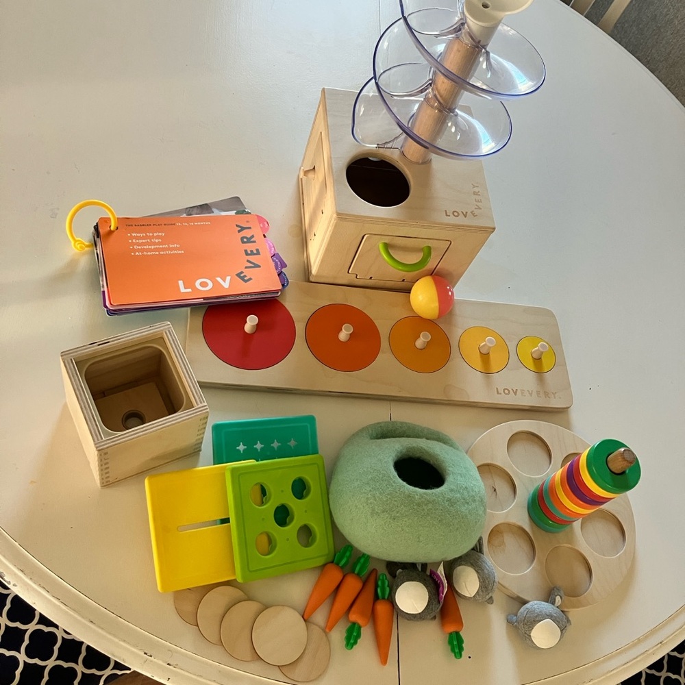 Lovevery wooden Montessori toy set. 13, 14, 15 month set. Great used condition.